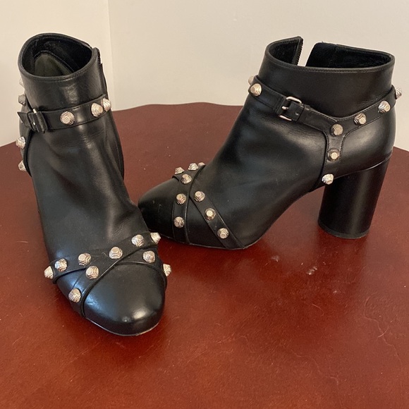 Balenciaga Studded Leather Ankle Boots - Picture 2 of 3